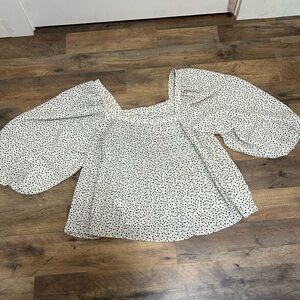 Zara White and Black Polka Dot Blouse